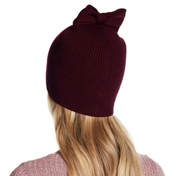 NWT $48 kate spade new york Bow Beanie‎ in Midnight Wine [SZ O/S ] - Picture 7 of 8